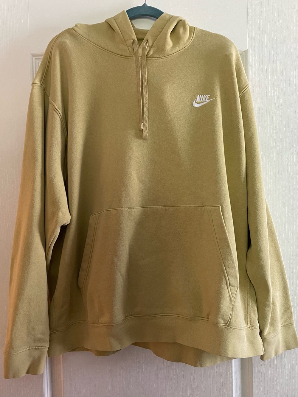 Nike Mellow Yellow Solid Pullover Hoodie Drawstring Pockets Men’s XXL